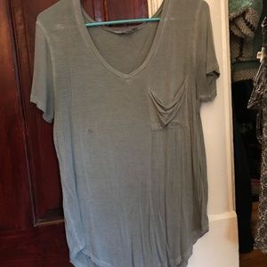 Short sleeve off green top